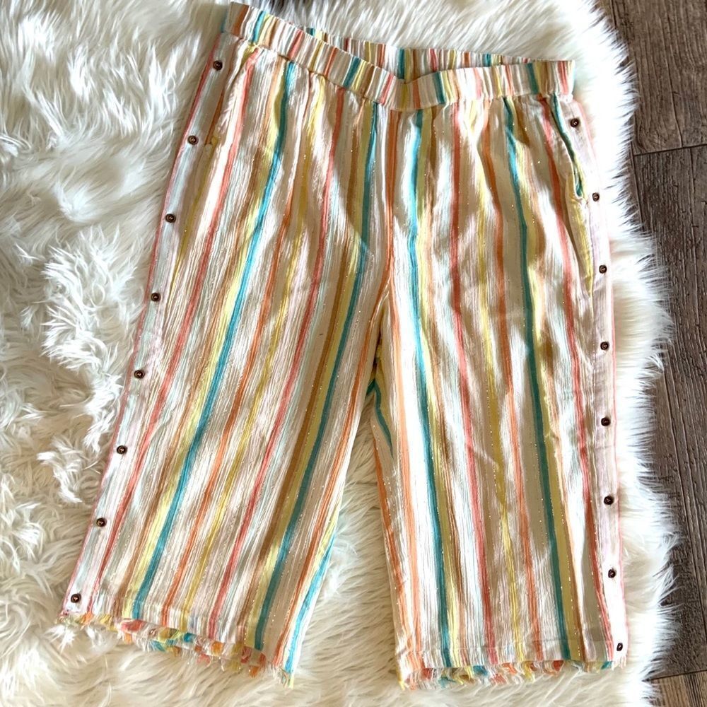 For the Republic Boho Wide Leg Striped Pants